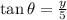 \tan \theta = \frac{y}{5}