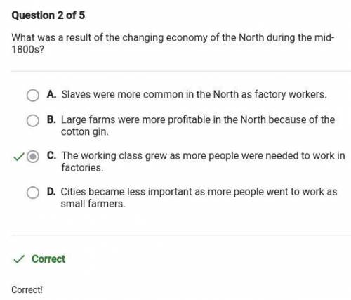 What was result of the changing economy of the north during the mid 1800