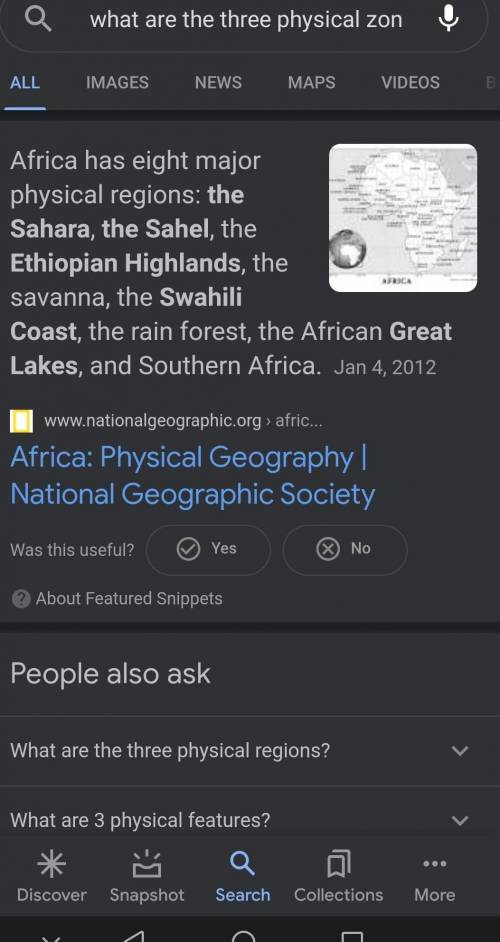 What are the three physical zones of Africa​