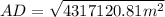 AD= \sqrt{4317120.81m^2