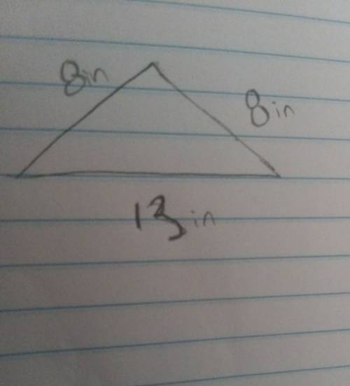 Aside of a triangle has a length of 8 inches. another side of a triangle has a length of 13 inches. 