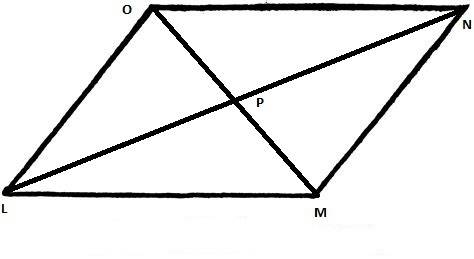 Nparallelogram lmno, mp = 21 m, lp = (y + 3) m, np = (3y – 1) m, and op = (2x – 1) m. what are the v