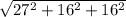 \sqrt{27^2+16^2+16^2}