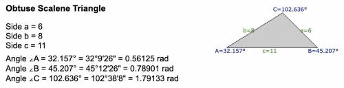 Given 6, 8, and 11 as the three sides of a triangle, classify it as one of the following:

A. Acute