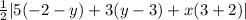 \frac{1}{2}|5(-2-y)+3(y-3)+x(3+2)|
