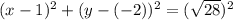 (x-1)^2+(y-(-2))^2=(\sqrt{28})^2