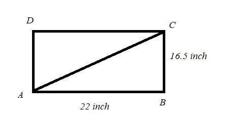 A wooden frame length is 22 inches and its width is 16.5 inches. What is the length of the diagonal