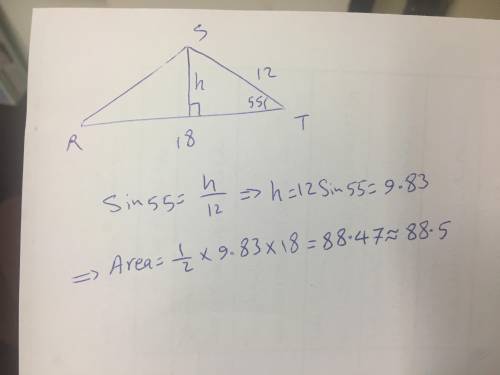 What is the Area of Triangle RST? Round your answer to the nearest tenth. *