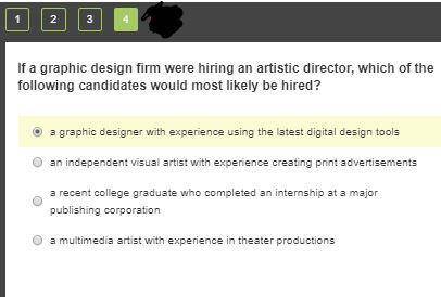 If a graphic design firm were hiring an artistic director, which of the following candidates would m