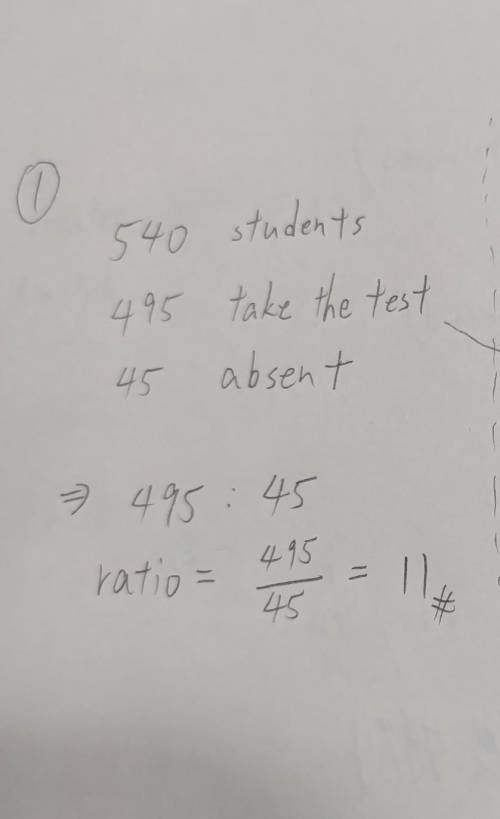 A group of 540 students are required to take a test. Of these,

495 actually take the test, and 45 a