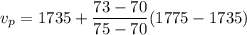 v_p = 1735+ \dfrac{73-70}{75-70}(1775-1735)