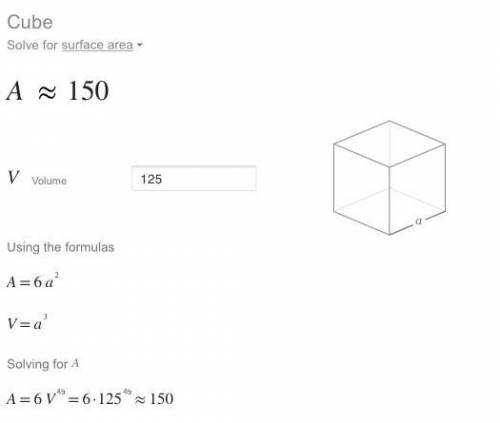 If the volume of a cube is 125 cm, what is its surface area?