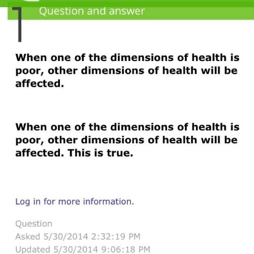 When one of the dimensions of health is poor, other dimensions of health will be affected