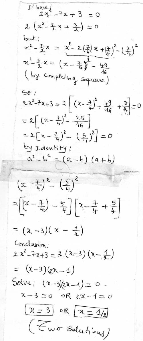 Using the method of completing square slove x