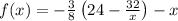 f(x) = -\frac{3}{8} \left(24-\frac{32}{x}\right) -x