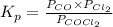 K_{p} = \frac{P_{CO} \times P_{Cl_{2}}}{P_{COCl_{2}}}