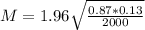 M =  1.96\sqrt{\frac{0.87*0.13}{2000}}
