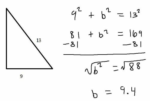One of the legs of a right triangle measures 9 cm and its hypotenuse measures 13 cm. Find the measur