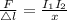 \frac{F}{\triangle l }=\frac{I_1I_2}{ x}