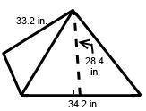 To find the surface area of the pyramid, in square inches, Vikram wrote (33.2) (34.2) + 4 (one-half