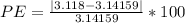PE=\frac{|3.118-3.14159|}{3.14159}*100