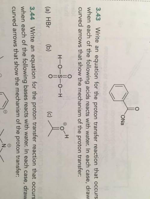 Write an equation for the proton transfer reaction that occurs when the following acid reacts with w
