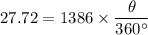 27.72=1386\times \dfrac{\theta}{360^\circ}
