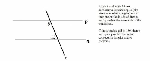 Given the following information, determine which lines are parallel and what justifies them being pa