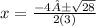 x=\frac{-4±\sqrt{28 } }{2(3)}