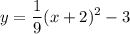 \displaystyle y=\frac{1}{9}(x+2)^2-3