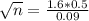 \sqrt{n} = \frac{1.6*0.5}{0.09}