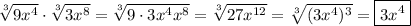 \displaystyle\sqrt[3]{9x^4}\cdot\sqrt[3]{3x^8}=\sqrt[3]{9\cdot3x^4x^8}=\sqrt[3]{27x^{12}}=\sqrt[3]{(3x^4)^3}=\boxed{3x^4}