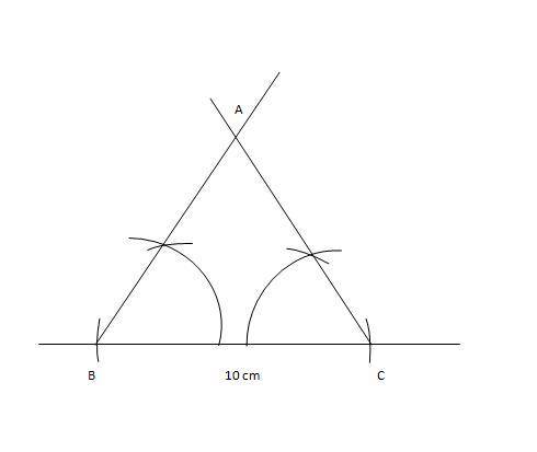 Problem: Construct a triangle with interior angle measures of 60° and 60°. Let one of the side lengt