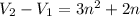 V_2-V_1=3n^2+2n