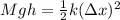Mgh=\frac{1}{2} k(\Delta x)^2