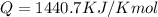 Q=1440.7KJ/Kmol