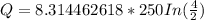 Q=8.314462618*250 In(\frac{4}{2})