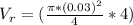 V_r=(\frac{\pi*(0.03)^2}{4} *4)