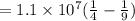 =1.1\times 10^7(\frac{1}{4} -\frac{1}{9} )