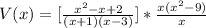 V(x) = [\frac{x^2-x+2}{(x + 1)(x -3)}] * \frac{x(x^2 - 9)}{x}