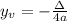 y_{v} = -\frac{\Delta}{4a}