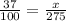 \frac{37}{100} = \frac{x}{275}