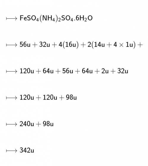 What is the Molecular mass of Feso4(NH4)2so4.6h2o
