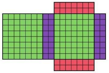 In the net of a rectangular prism, each square of the grid is 1 square centimeter. What is the surfa