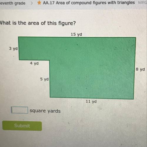 I just need to know what the area is in square yards and the picture will explain it all