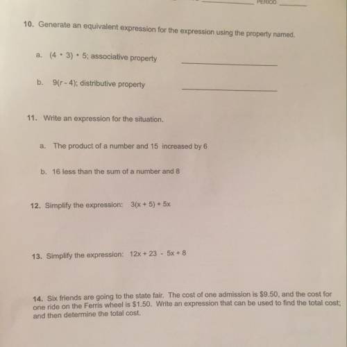 Need help this is for 20 points if you answer this whole page