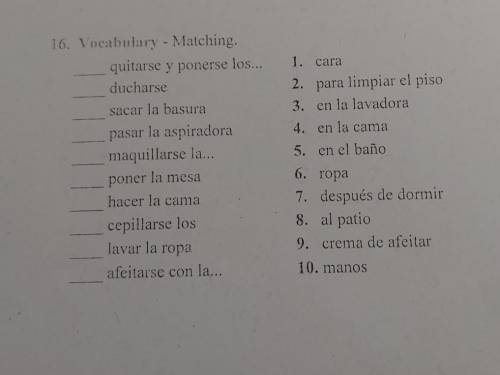 Spanish Vocabulary - Matching