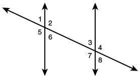 Which set of angles is an example of alternate interior angles? A. 2 3 B. 2 4. C. 2 7 D. 2 8