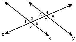 What is the measure of angle 6, if lines x and y are parallel, and angle 7 measures 121°? 121° 69° 5