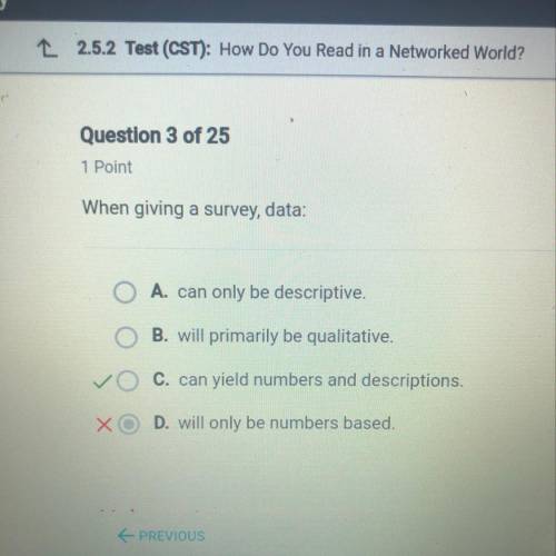 When giving a survey, data: